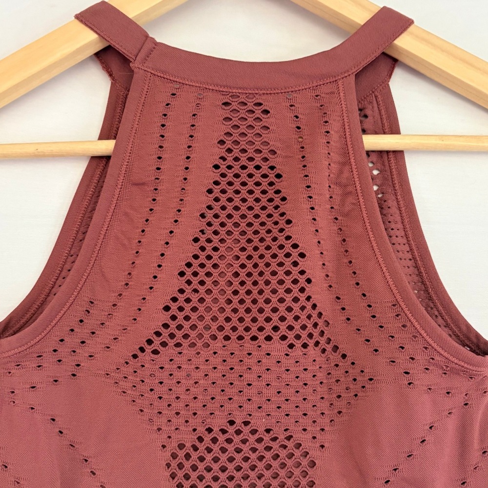 Athleta Chi Mesh Tank Top XS Mauve Rose Pink High Neck Seamless 293875 - Picture 5 of 6
